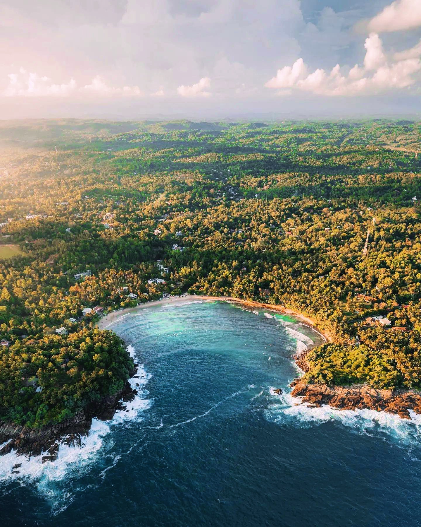 Aerial view of Sri Lankan coastline