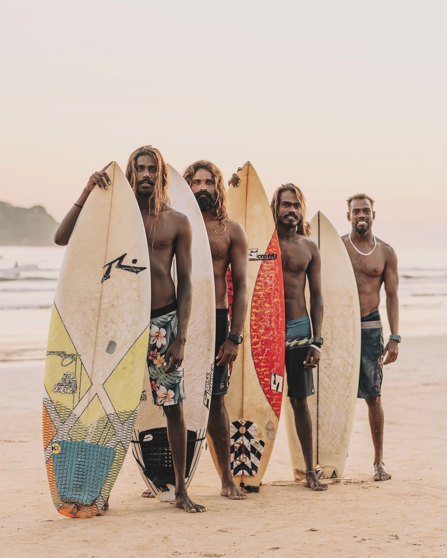 Local Sri Lankan surfers on beach
